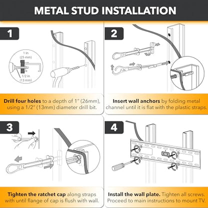 CondoMounts EDA1452 Universal Wall Mounting Anchors | Steel | NO Stud | Metal | TV Mount Metal | Holds 90lbs | Includes 50 Elephant Anchor Set & 1 Titanium Drill Bit - size: 50 Anchors, style: Drywall Mounting Kit