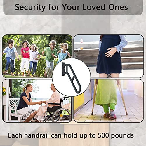 Upgraded Stair Handrails for 1-3 Steps, Handrails for Outdoor Steps | Wall Mount Handrail for Outdoor Grab Bar Frossvt, 27'' Garage, Porch, Garden 1 to 3 Steps Stairs Black - size: 27 inch, style: Bent Black 1 Pack