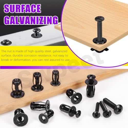 Swpeet 90Pcs M4 M5 M6 Hollow Jack Nuts with Flat Countersunk Head Machine Screws Assortment Kit, Threaded Insert Petal Nuts, Expansion Nut, Nutserts Screws, Flat Head Phillips Screws for Hollow Wall - size: M4/M5/M6 Kit