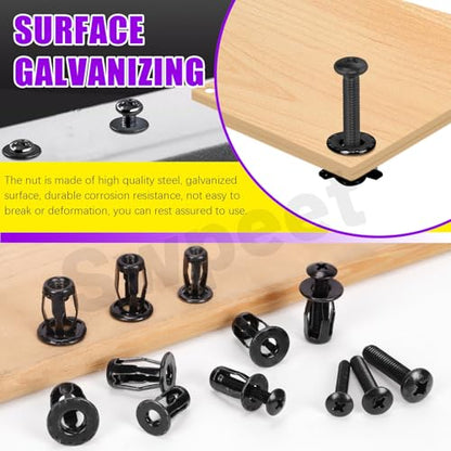 Swpeet 90Pcs M4 M5 M6 Hollow Jack Nuts with Flat Countersunk Head Machine Screws Assortment Kit, Threaded Insert Petal Nuts, Expansion Nut, Nutserts Screws, Flat Head Phillips Screws for Hollow Wall - size: M4/M5/M6 Kit