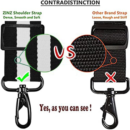 ZINZ Bag Shoulder Strap, Padded Adjustable Shoulder Strap Replacement - color: Stripes-bkwbk, size: 57"