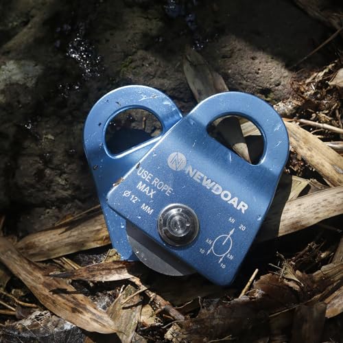 NewDoar Micro Mobile Single Pulley,20kN(4500 lb) Max Rope 1/2in for Rigging Arborist Climbing Rescue,CE Certified - color: One Unit (20KN Pulley Blue)