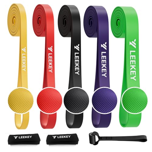 LEEKEY Pull Up Assistance Bands,5-125LB Resistance Bands with Grip、Door Anchor、Gym Bag - Exercise Bands for Full-Body Training, Fitness, Physical Therapy -USA Original Patent - style: 5-125LBS COLOR