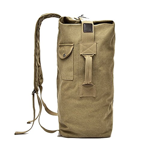 Large Capacity Travel Climbing Bag Tactical Military Duffel Bag Top Load Double Strap Canvas Backpack - color: Tan
