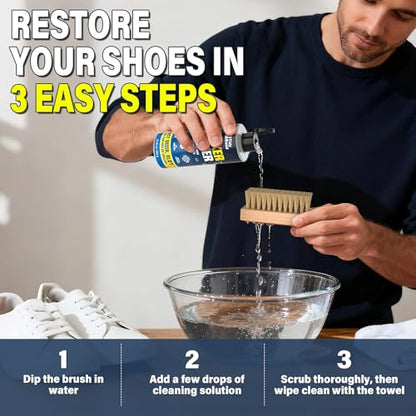 Sneaker Cleaner Kit – Concentrated Shoe Cleaner for White Shoes, 10.6 oz | Premium Shoe Brush, Lifts Dirt & Marks From Leather, Canvas, Mesh, PU, Fabric, Brush and Microfiber Towel Included