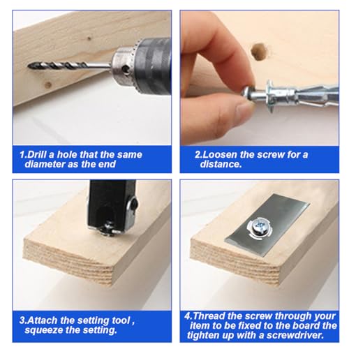 30 Pcs Zinc Plated Steel Molly Bolts Hollow Drive Wall Anchors Screws Set | M6*65 Hollow-Wall Anchors Drywall for(0.55"-1.06"),Holds Up to 65 Lbs,Perfect for TVs,Curtain Rods,Picture frame - size: M6*65
