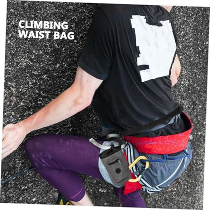 Holibanna Slip Climbing Chalk Bag with Zippered Pocket Lightweight Oxford Cloth Chalk Pouch for Bouldering Mountaineering Fitness Training Portable Gray Waist Pack for Outdoor Sport