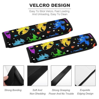 Soft Padded Seat Belt Cover for Girls and Boys, Stroller Pushchair High Chair, 2 Piece Colorful Flying Dragons Shoulder Protector Anti-Slip Pad - color: Pattern 697