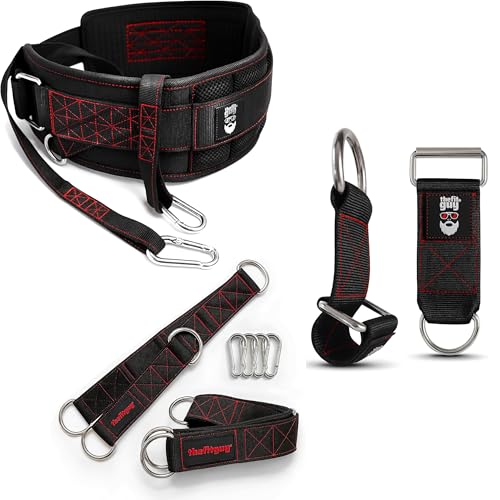 THEFITGUY Dumbbell Loading Straps Plus The Ultimate Dip Belt & Cable Attachments Gym Straps Bundle