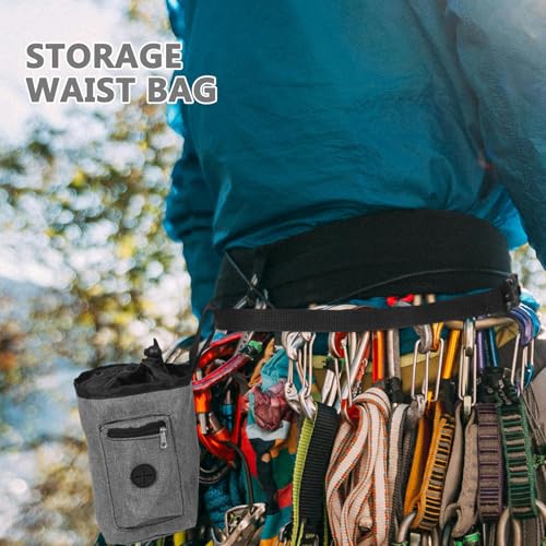 Anti-Slip Oxford Cloth Chalk Bag with Wide Opening and Zippered Pocket for Rock Climbing Weightlifting Bouldering and Gym Workouts Removable Belt Gray Design for Outdoor and Indoor