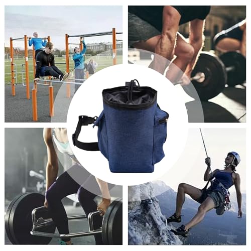 Rock Climbing Chalk Bag Adjustable Belt, Drawstring Closure | Chalk Organizer for Rock Climbing, Bouldering, Weightlifting, Gymnastics, Adults Women Men - color: Navy Blue