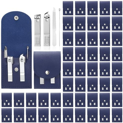Geosar 50 Set Travel Manicure Kit Bulk Professional Nail Clippers Pedicure Nail Care Tools Grooming Stainless Steel Set with Portable Travel Case, Gift for Christmas Men Women(Navy Blue) - color: Navy Blue