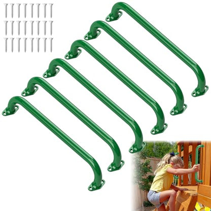 17.3 Inch Playground Handles Monkey Bars Indoor | Metal Grab Handle Hand Grips for Treehouse (Green, 6 Pack) - color: Green
