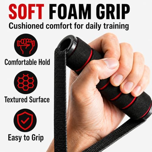 Cable Machine Handles 2 Pack, Foam Grip Exercise Handles with Carabiners and Mesh Bag for Lat Pulldown, Cable Rows, Tricep Pushdown, Resistance Bands and Home Gym Workouts