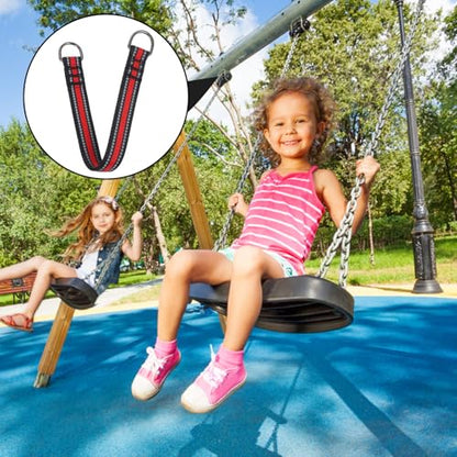 2pcs Heavy-Duty Hammock Straps and Playground Swing Connectors for Outdoor Tree Swing Suspension, Gymnastic Bar Extension and Sandbag Hanging, Red Safety Hanging Straps