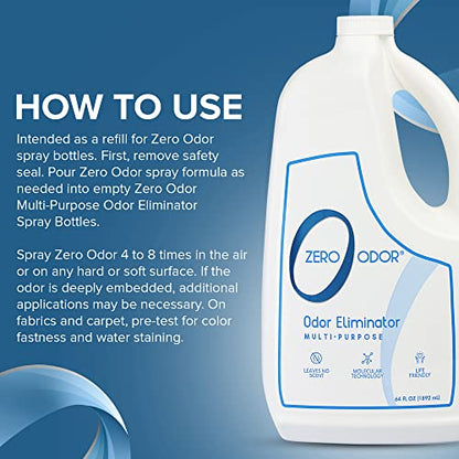 Zero Odor Multi-Purpose Odor Eliminator, Air and Surface Odor Remover for Home, Bathroom, Kitchen, and Closet, Refill, 64 oz, 2-Pack - size: 64 Fl Oz (Pack of 2)