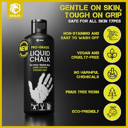 EAGLES Pro Grade Gym Liquid Chalk 60, 120 or 280ml Mess-Free Chalk for Weightlifting, Gymnastics Rock Climbing, Pole Grip, Sports Dries in Seconds - Sweat-Resistant and Long Lasting - style: 120ml