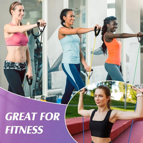 Shappy 10 Pcs Resistance Bands with Handles Exercise Stretch Bands for Exercise Woman Man Training Physical Therapy Workouts Fitness - color: Multicolor
