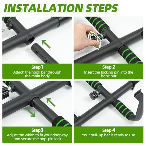VBSD Upgrade Pull Up Bar for Doorway with Ergonomic Grip, Upto 440 Lbs Capacity No Screws Pullup Bar for Home Gym Indoor Exercise Strength Training, Authorized Under US Patent