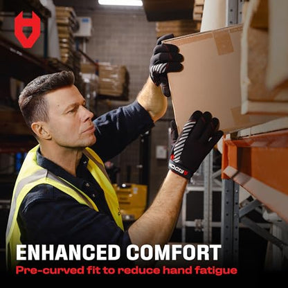 NoCry Utility Gloves for Men with Reinforced Fingers and Thumb Crotch; Double Stitched Palm and Touchscreen Tips; Breathable and Highly Flexible; — Ideal for Mechanics, Construction and Yard Work - size: Large, style: Lite