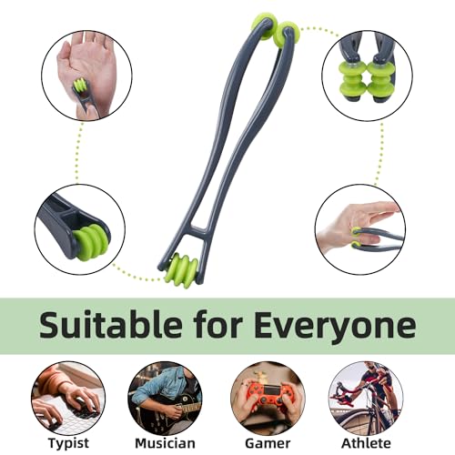 cotsoco 2-in-1 Finger Massager Roller for Pain Relief, Stress, Arthritis & Circulation, Dual-Sided Therapy Tool for Carpal Tunnel with 5 Pcs Acupressure Massage Rings, for Hands, Palm & Wrist, Grey