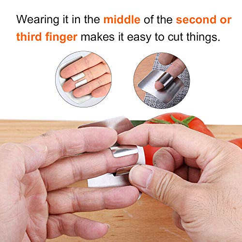 Finger Guard for Cutting, One & Double Finger Kitchen Tool, Stainless Steel Knife Cutting Protector (Silver 5) - color: Silver 5