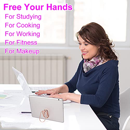 Cell Phone Ring Holder Finger Kickstand, CLZWiiN Foldable 360° Rotation Cellphone Stand for Desk, Office Desktop, Magnetic Car Mount, Metal Multi-Angle for Phone Back Grip (Rose Gold) - color: Rose Gold
