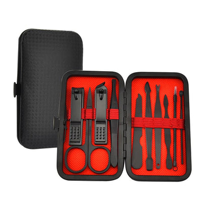 10-Piece Professional Manicure Set – Stainless Steel Nail Clippers & Pedicure Grooming Kit with Travel Leather Case for Women and Men - color: 10pcs
