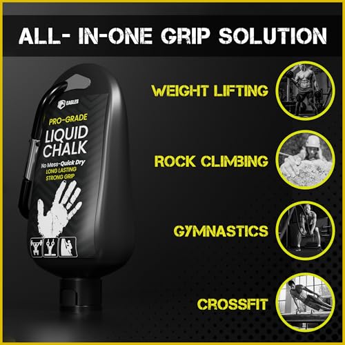EAGLES Pro Grade Gym Liquid Chalk 60, 120 or 280ml Mess-Free Chalk for Weightlifting, Gymnastics Rock Climbing, Pole Grip, Sports Dries in Seconds - Sweat-Resistant and Long Lasting - style: 60ml-2Pack