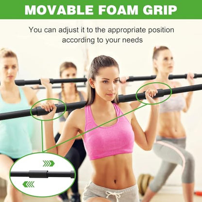 Yoga Stick for Stretching, 58 Inch Flexibility Training Bar with Neck Pad and Adjustable Foam Grips – Metal Exercise Stick for Physical Therapy, Mobility, and Balance