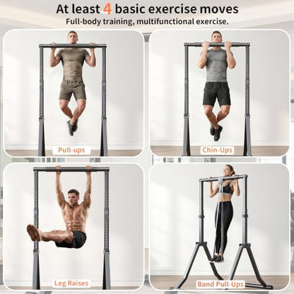 Foldable Pull Up Bar Station 66.1''-84.6'' Power Tower - color: 66"-85" with Assistance Bands