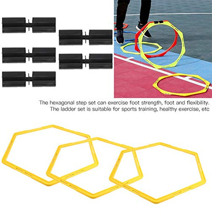 Outroad Speed Agility Training Ladder Rings Set,6Pcs Agile Ring Polygon Physical Training Hexagonal Step Suit Football Equipment