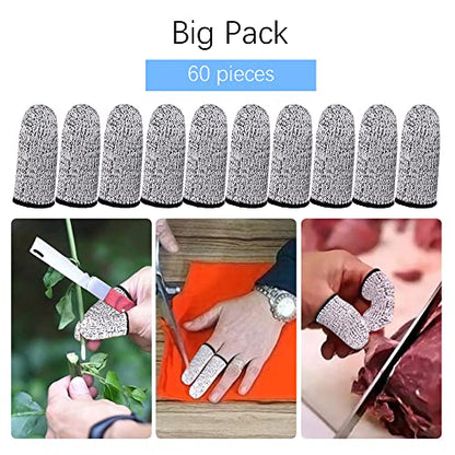 Finger Cots Cut Resistant Protector - Finger Covers for Cuts, Gloves Life Extender, Cut Resistant Finger Protectors for Kitchen, Work, Sculpture, Anti-Slip, Reusable (Gray, 60PK) - size: 60PK