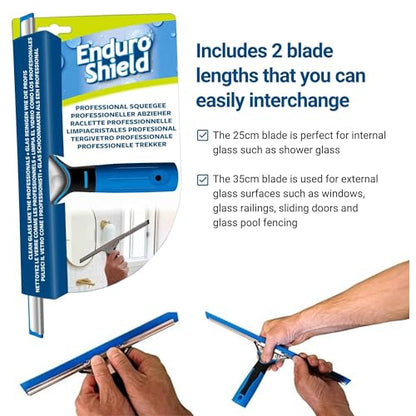 EnduroShield Professional Window Squeegee - 10 & 14 Inch Blades | Premium Silicone Blades | Streak-Free Results | Ergonomic Handle | Professional Grade - size: Single: Professional Squeegee