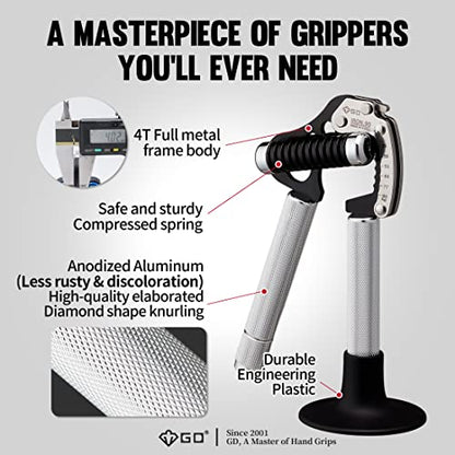 GD IRON GRIP Grip Strength Trainer Hand Gripper Forearm Strengthener Metal | Silent durable adjustable hand strengthening device, Hand exerciser squeezers, arm wrestling training equipment, grip trainer