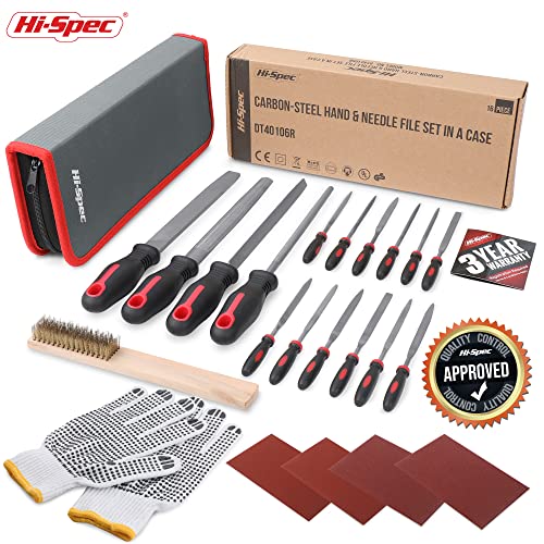 Hi-Spec Metal Hand & Needle File Tool Kit Half-Round Round & Triangle Files | 17pc, 8in/200mm, everyday fixes made easier, organized portable storage, beginner-friendly selection, neat layout, quick prep - size: 17 pieces