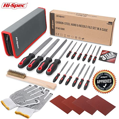 Hi-Spec Metal Hand & Needle File Tool Kit Half-Round Round & Triangle Files | 17pc, 8in/200mm, everyday fixes made easier, organized portable storage, beginner-friendly selection, neat layout, quick prep - size: 17 pieces