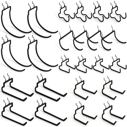 INCLY 24 Pack 1/4" Pegboard Drill Holder Tool Utility Hooks | Heavy Duty Pegboard Hooks, Peg Board Tool Hangers, for Power Tools, Drill, Hammer, Cords, Hoses, Shovels, Garage Storage - size: 24 Pack