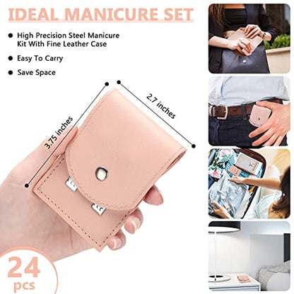 Geosar 12 Sets Manicure Gifts Bulk Nail Clippers Pedicure Kit Stainless Steel Professional Pedicure Grooming Kits Nail Care Tools with Travel Case for Women Men Hand Foot Birthday(Pink) - color: Pink