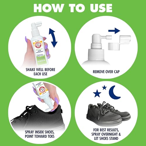 Arm & Hammer Shoe Refresher & Deodorizer Spray, Fresh Rain, 3.4 oz | Aerosol-free shoe deodorizer spray for sneaker odor and wetness control; Fresh Rain scent for everyday footwear - size: 3.4 Ounce (Pack of 1)