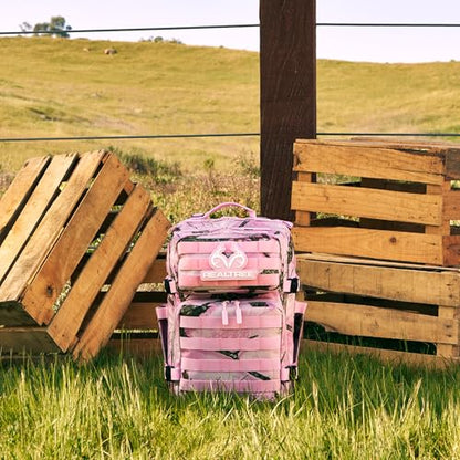 WOLFpak 35L Athletic Gym Backpack - Durable 1000D Waterproof Oxford Material with MOLLE Webbing, Laptop Pocket - color: Realtree Apx Flushing Pink