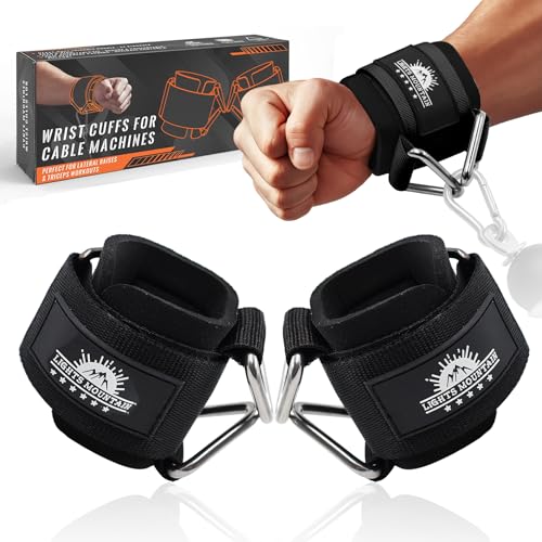 Wrist Cuffs for Cable Machines – Padded & Adjustable Straps for Lateral Raises, Tricep Pushdowns & Strength Training - color: Black, size: size L(6.7"-7.7")