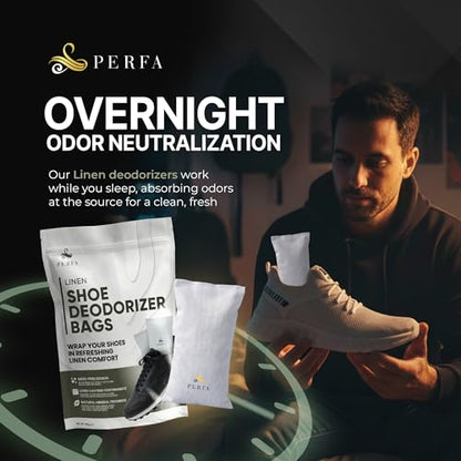 Shoe Deodorizer Pack of 2 - Linen Scent Odor Eliminator - Odor Absorber Air Freshener, Multi-Use for Shoes, Bags, Boots, Boxing Gloves, Gym Bag, Sneaker and Closet Deodorizer - Fragrance by Perfa