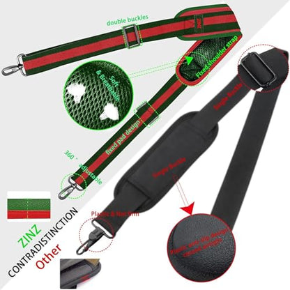 ZINZ Shoulder Strap Universal Bag Strap - 78" Ultra-Thick Padded with Dual Balanced Adjustable Buckles for Briefcase, Travel, Sports, Laptop, Crossbody Bag，Stripes-GrRdGr - color: Stripes-grrdgr