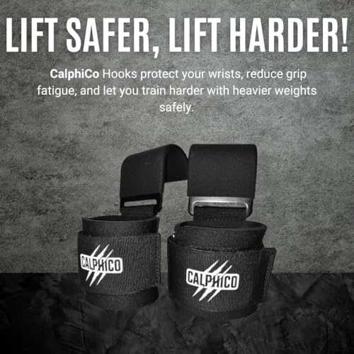 Lifting Hooks for Weight Training – Heavy Duty Steel with Ergonomic Lifting Straps & Wrist Support – Enhanced Grip