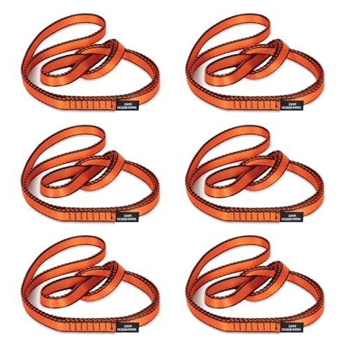 18MM Nylon Climbing Sling Runner 23KN CE2008/EN566 Strong Webbing Straps for Rock Climbing,Mountaineering, Rappelling, Swing, Yoga Hammock etc - color: Orange, size: 90cm/ 35inch |Pack of 6