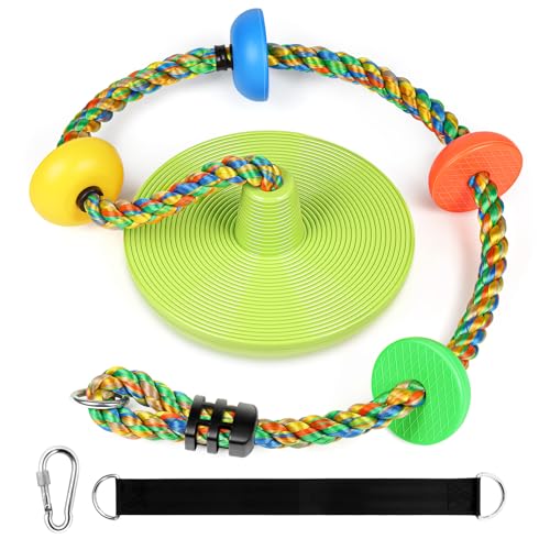 ZNCMRR Tree Swing Climbing Rope, Heavy Duty Swings Seat Replacement for Kids Disc Rope Climbing Swings Seat for Tree Indoor Outdoor Playground Swing Set Accessories(Leaf Green) - color: Apple Green Disc Swing Seat