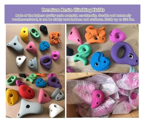Climbing Kit,Climbing Holds, 5 Pcs Resin Rock Climbing Holds,Climbing Hold Kit Beginners, Playground Obstacle Course Training Wall(5pcs-Solid Wall Installation) - size: 5pcs-Solid wall installation