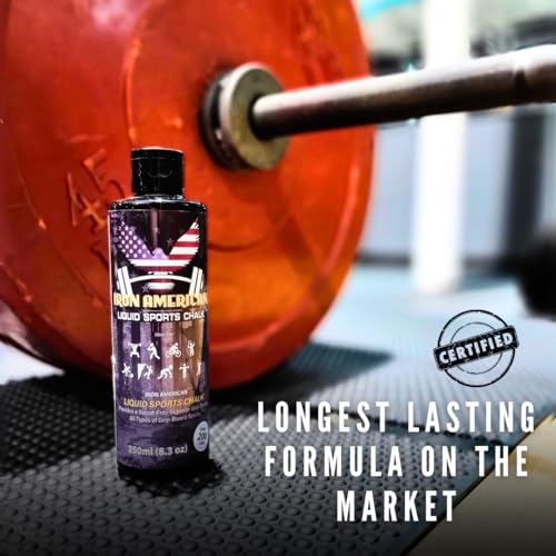 IRON AMERICAN Liquid Chalk - No-Mess Long-Lasting Grip Chalk for Weightlifting, Gymnastics, Rock Climbing, and Fitness Training - Advanced Hand Chalk for Gym - size: 1-PACK (50mL)