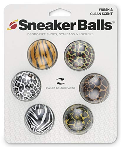 Sof Sole Sneaker Ball Shoe Odor Eliminator & Remover - Fresh, Clean Scent Blocks Odors - Twist-to-Activate - Compact & Durable - Fun, Colorful Designs - Ideal for Shoes, Gym Bags, Lockers - color: Jungle Animals (Fresh & Clean), style: 6 Pack